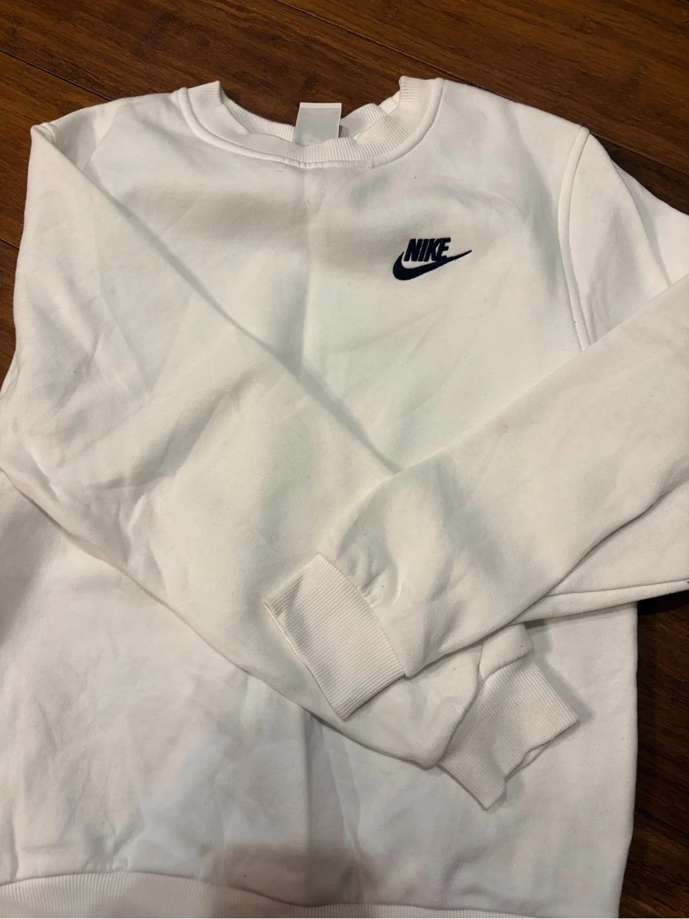 Nike Kids White Sweatshirt with Black Logo